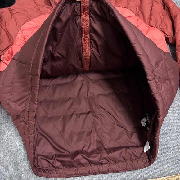 LL Bean Jacket Women 2X Red Orange Pink Colorblock Down Puffer 650 Ultralight - Picture 6 of 11